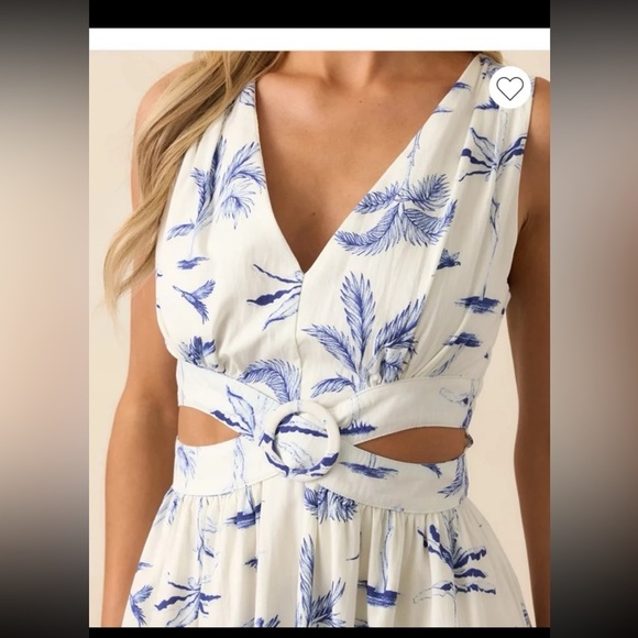 NWT Dress Forum CALLIE BLUE PALM TREE PRINT COTTON CUT-OUT MAXI DRESS 
sz Large - Picture 3 of 12